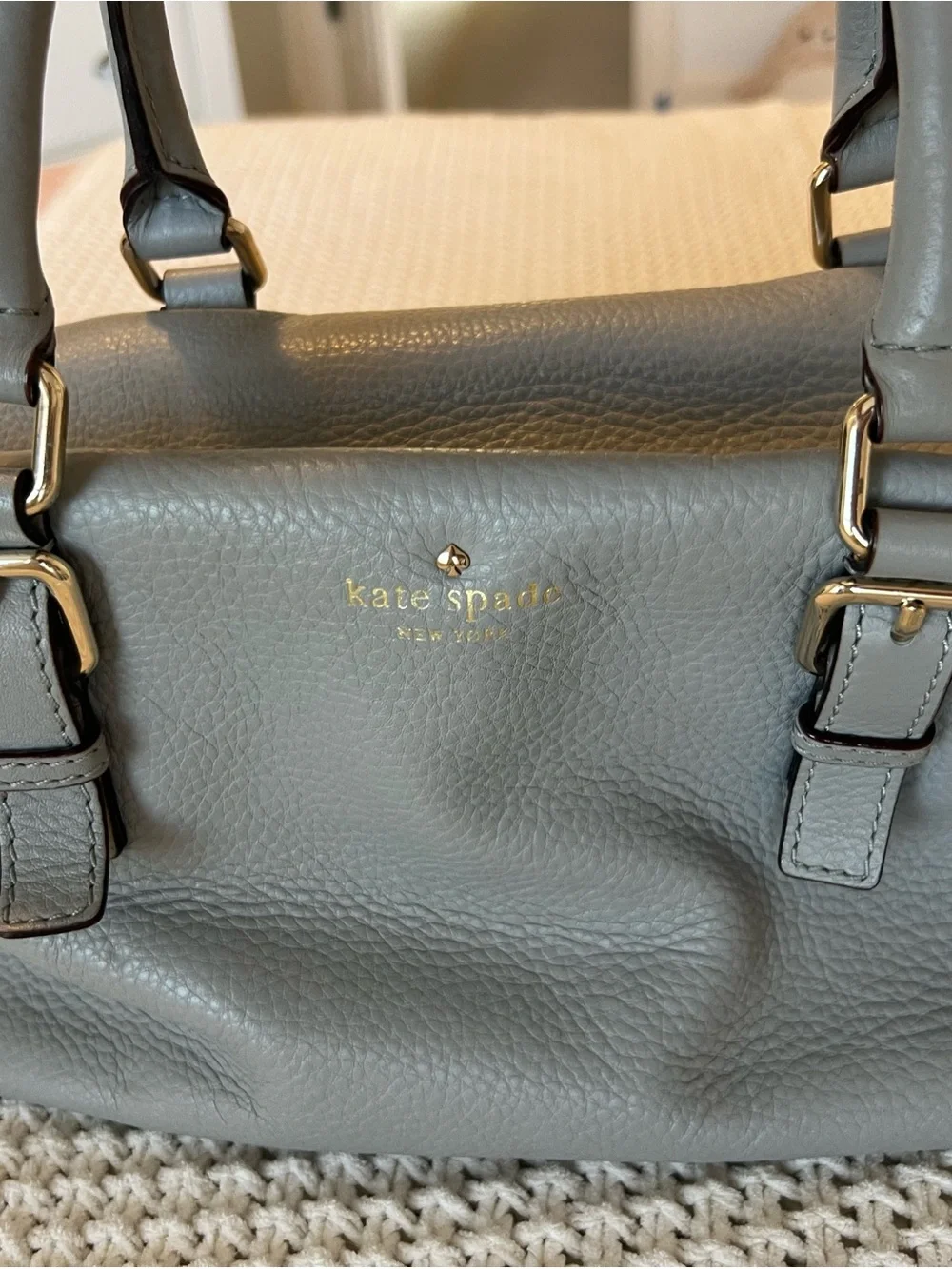 kate spade Pebbled Leather Dome Satchel - Light Gray